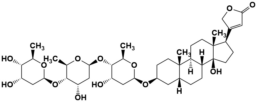 Figure 2: Digitoxin (digitoxose-O-digitoxose-O-digitoxose-O-digitoxigenin)